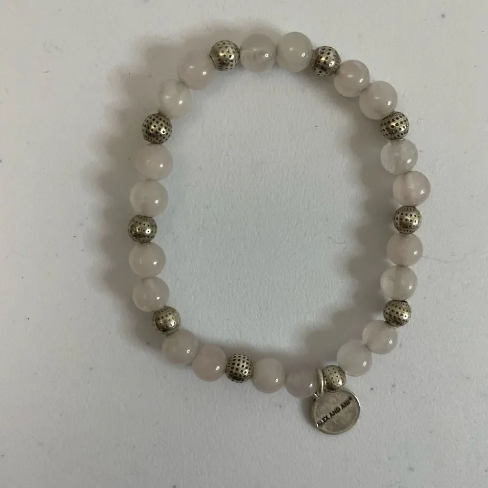 Alex and Ani| White Jade| Silver accent|Stretch bracelet